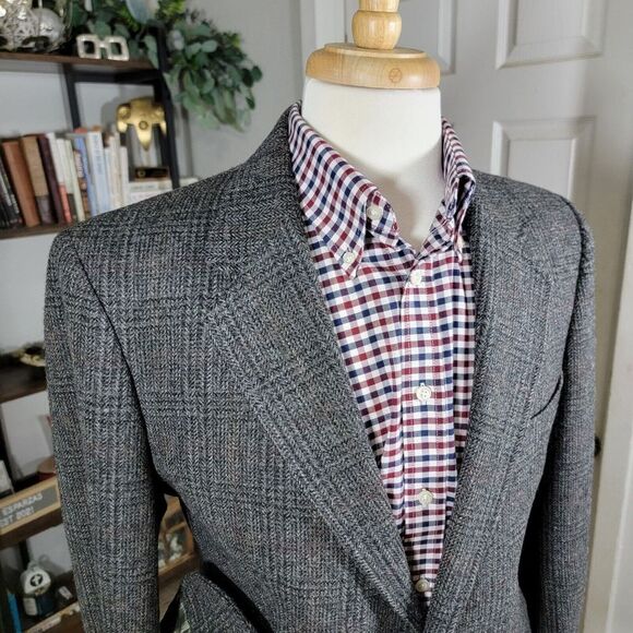 VTG Stafford Hampshire Men's Sport Coat Blazer Two Button Plaid Wool Size 41R - Picture 5 of 12